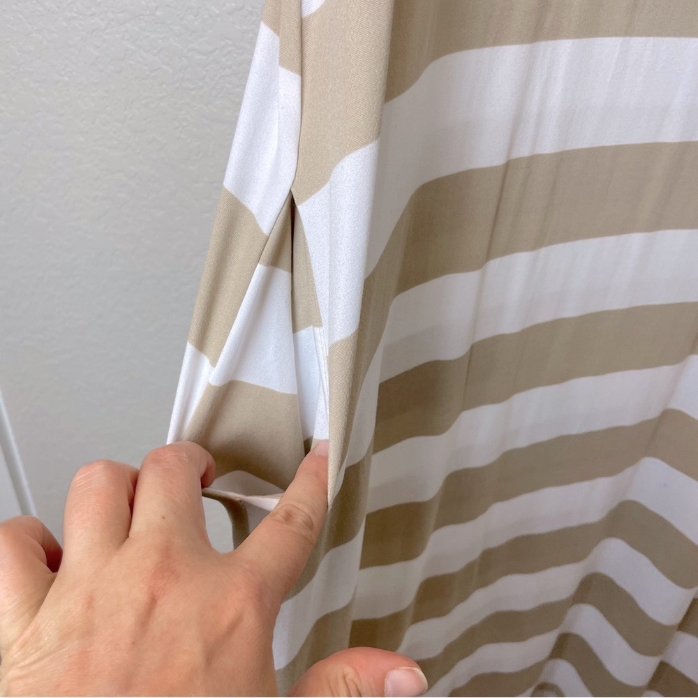 Bnwt! Shop Stevie Striped Beige And White Midi Dress With Pockets Size Xl — image 8 of 8